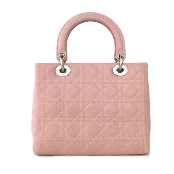 🌸 Christian Dior Cannage Lady Pink Lambskin Medium Bag crossbody (retail $6100) - Picture 3 of 10